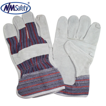 NMSAFETY cheap pasted cuff cow split leather welding work glove